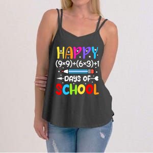 Happy 100th Day Of School Math Teacher 100 Days Women's Strappy Tank