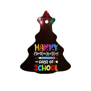 Happy 100th Day Of School Math Teacher 100 Days Ceramic Tree Ornament