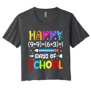 Happy 100th Day Of School Math Teacher 100 Days Women's Crop Top Tee