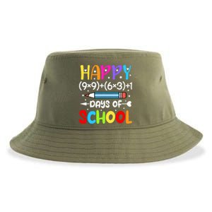 Happy 100th Day Of School Math Teacher 100 Days Sustainable Bucket Hat