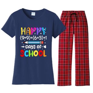 Happy 100th Day Of School Math Teacher 100 Days Women's Flannel Pajama Set