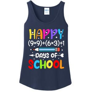 Happy 100th Day Of School Math Teacher 100 Days Ladies Essential Tank