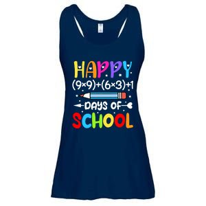 Happy 100th Day Of School Math Teacher 100 Days Ladies Essential Flowy Tank