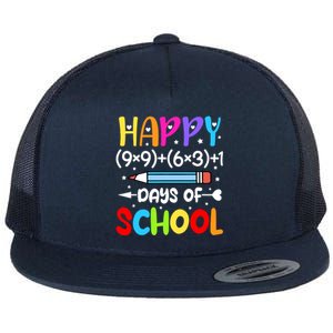 Happy 100th Day Of School Math Teacher 100 Days Flat Bill Trucker Hat