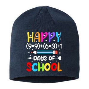 Happy 100th Day Of School Math Teacher 100 Days Sustainable Beanie