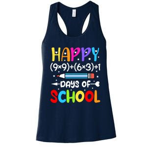 Happy 100th Day Of School Math Teacher 100 Days Women's Racerback Tank