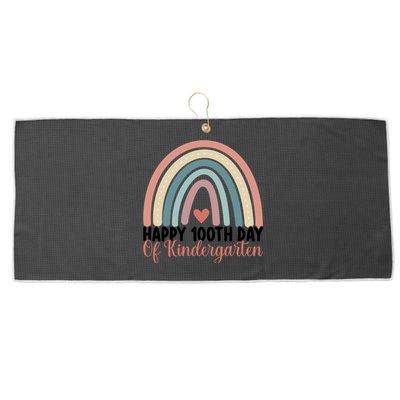 Happy 100th Day Of Kindergarten Rainbow 100 Days Of School Gift Large Microfiber Waffle Golf Towel