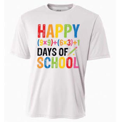 Happy 100 Days Of School 100th Day Teacher Cooling Performance Crew T-Shirt