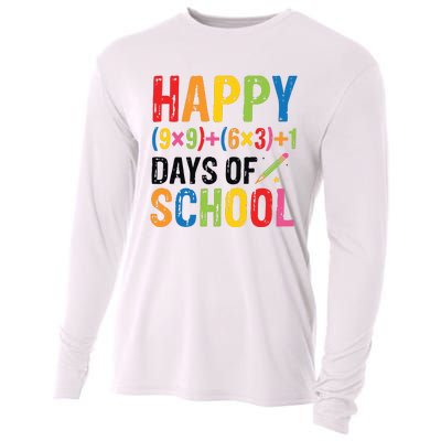 Happy 100 Days Of School 100th Day Teacher Cooling Performance Long Sleeve Crew