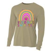 Happy 100th Day Of School Teacher 100 Days Smarter Rainbow Cooling Performance Long Sleeve Crew