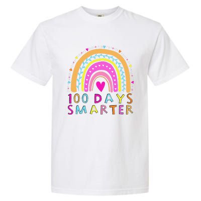 Happy 100th Day Of School Teacher 100 Days Smarter Rainbow Garment-Dyed Heavyweight T-Shirt