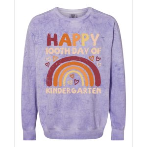 Happy 100th Day Of Kindergarten Rainbow 100 Days Teacher Cute Gift Colorblast Crewneck Sweatshirt