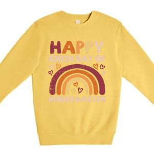 Happy 100th Day Of Kindergarten Rainbow 100 Days Teacher Cute Gift Premium Crewneck Sweatshirt