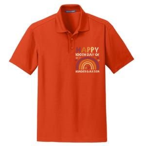 Happy 100th Day Of Kindergarten Rainbow 100 Days Teacher Cute Gift Dry Zone Grid Polo