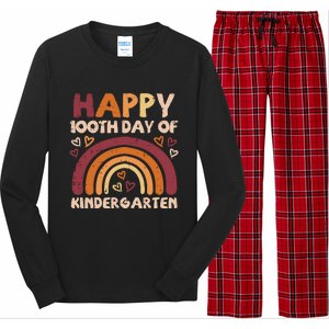 Happy 100th Day Of Kindergarten Rainbow 100 Days Teacher Cute Gift Long Sleeve Pajama Set