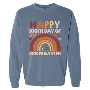 Happy 100th Day Of Kindergarten Rainbow 100 Days Teacher Cute Gift Garment-Dyed Sweatshirt