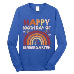 Happy 100th Day Of Kindergarten Rainbow 100 Days Teacher Cute Gift Long Sleeve Shirt