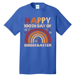 Happy 100th Day Of Kindergarten Rainbow 100 Days Teacher Cute Gift Tall T-Shirt