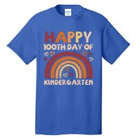 Happy 100th Day Of Kindergarten Rainbow 100 Days Teacher Cute Gift Tall T-Shirt