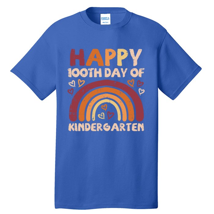 Happy 100th Day Of Kindergarten Rainbow 100 Days Teacher Cute Gift Tall T-Shirt