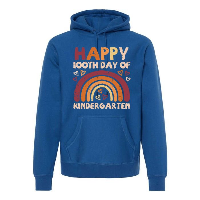 Happy 100th Day Of Kindergarten Rainbow 100 Days Teacher Cute Gift Premium Hoodie