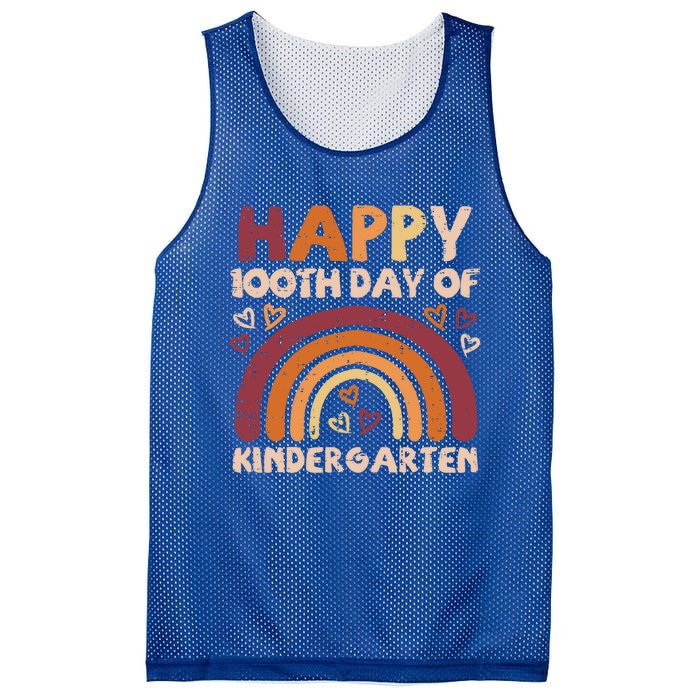 Happy 100th Day Of Kindergarten Rainbow 100 Days Teacher Cute Gift Mesh Reversible Basketball Jersey Tank