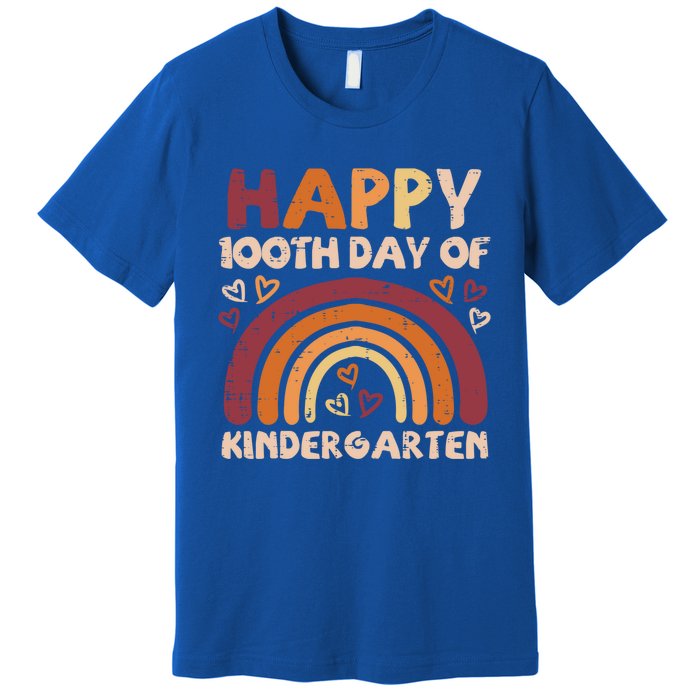 Happy 100th Day Of Kindergarten Rainbow 100 Days Teacher Cute Gift Premium T-Shirt