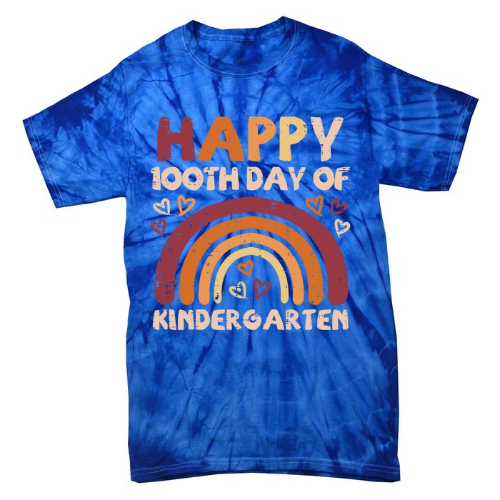 Happy 100th Day Of Kindergarten Rainbow 100 Days Teacher Cute Gift Tie-Dye T-Shirt