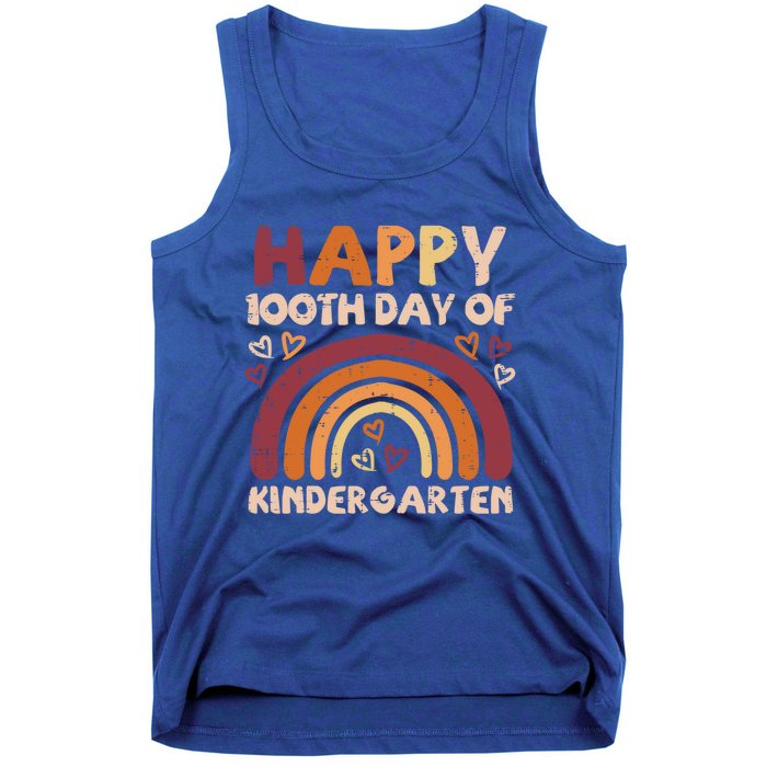 Happy 100th Day Of Kindergarten Rainbow 100 Days Teacher Cute Gift Tank Top