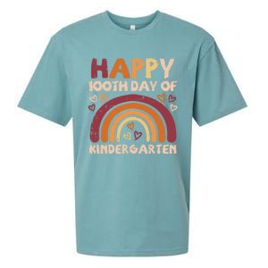 Happy 100th Day Of Kindergarten Rainbow 100 Days Teacher Cute Gift Sueded Cloud Jersey T-Shirt