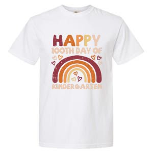 Happy 100th Day Of Kindergarten Rainbow 100 Days Teacher Cute Gift Garment-Dyed Heavyweight T-Shirt