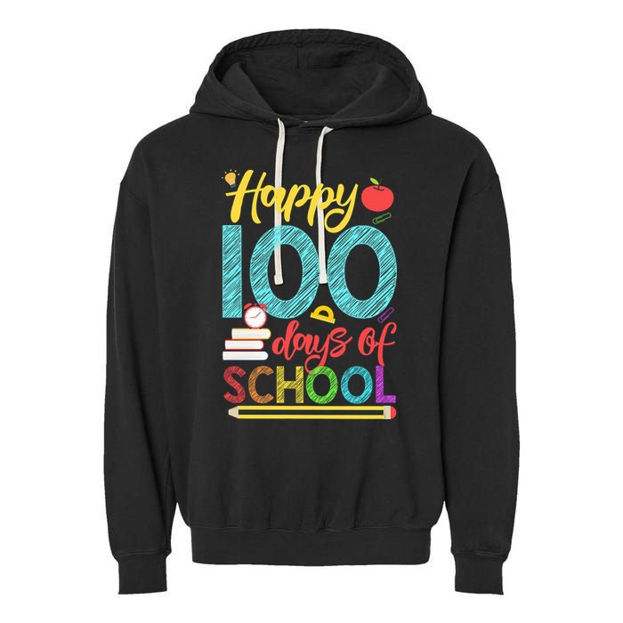 Happy 100 Days Of School For Teacher Or Child Garment-Dyed Fleece Hoodie