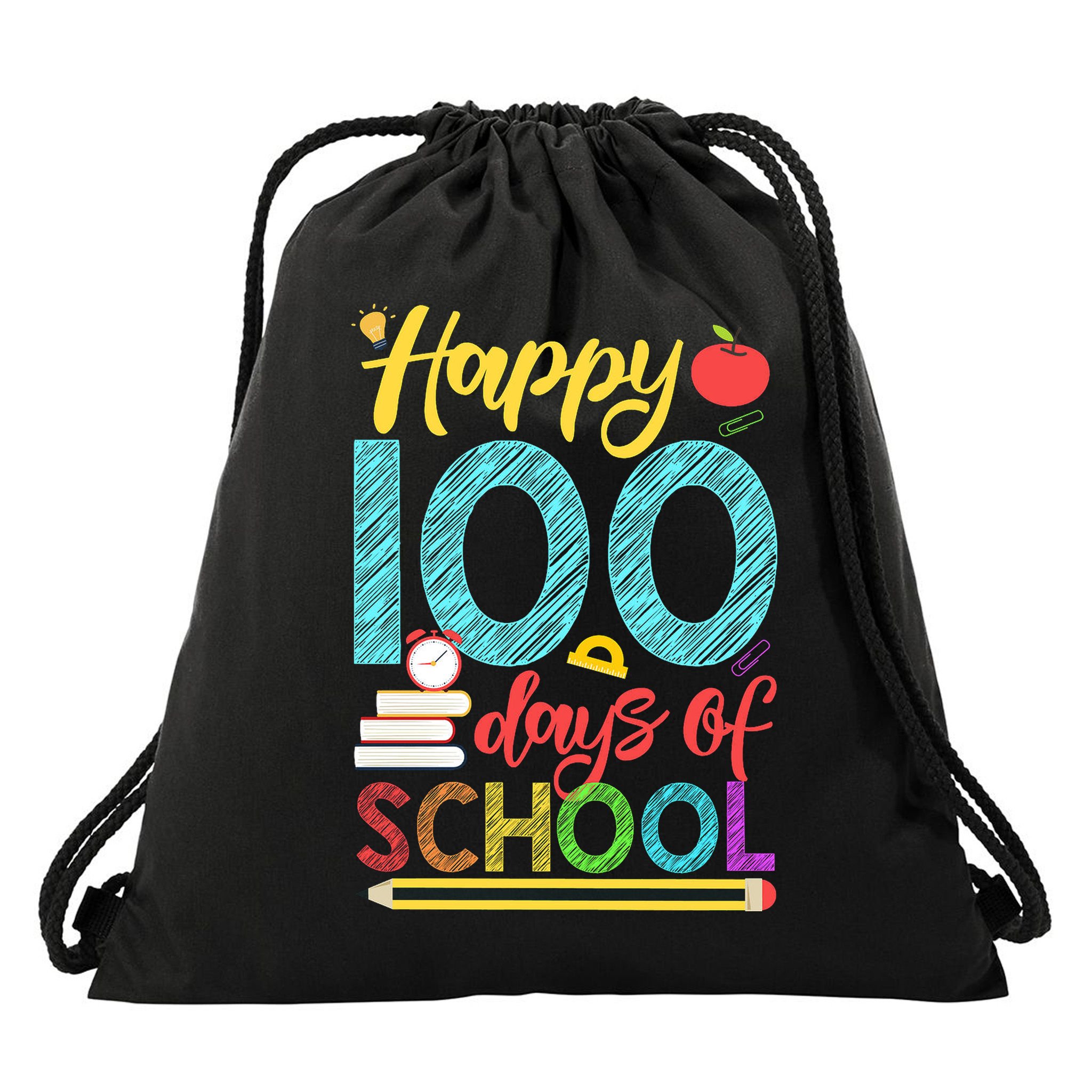 Happy 100 Days Of School For Teacher Or Child Drawstring Bag