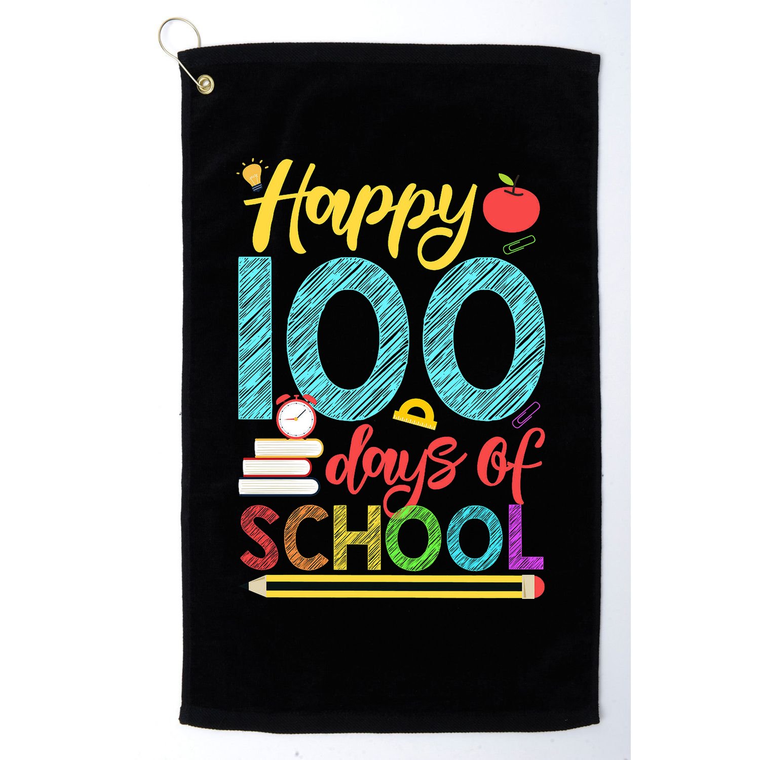 Happy 100 Days Of School For Teacher Or Child Golf Towel