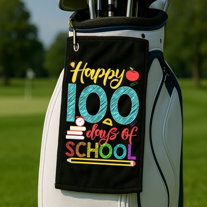 Happy 100 Days Of School For Teacher Or Child Golf Towel