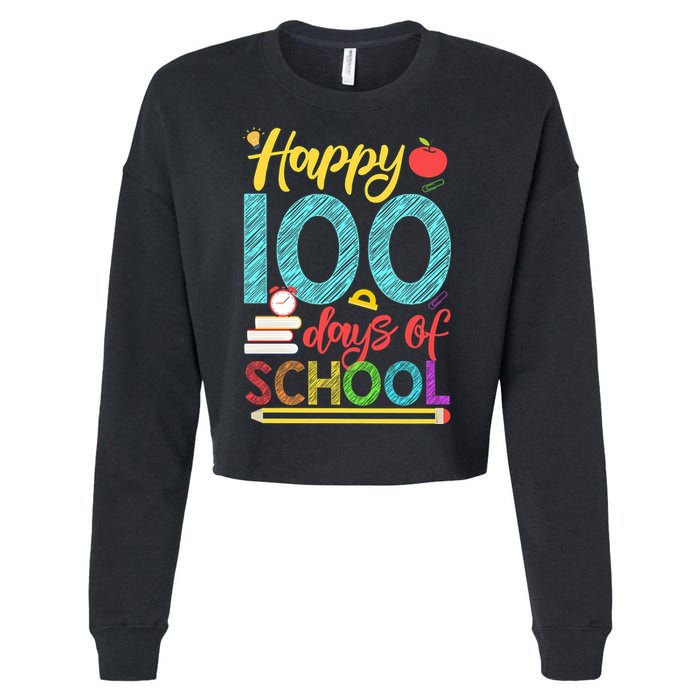 Happy 100 Days Of School For Teacher Or Child Cropped Pullover Crew