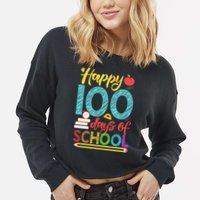 Happy 100 Days Of School For Teacher Or Child Cropped Pullover Crew