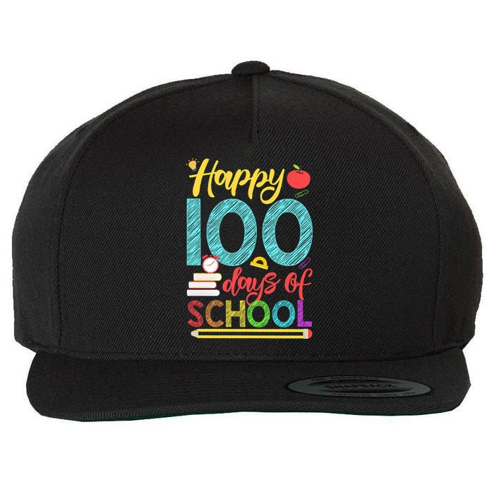 Happy 100 Days Of School For Teacher Or Child Wool Snapback Cap
