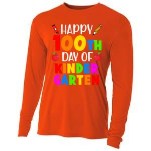 Happy 100th Day Of Kindergarten Teacher 100 Days Smarter Gift Cooling Performance Long Sleeve Crew