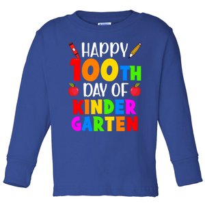 Happy 100th Day Of Kindergarten Teacher 100 Days Smarter Gift Toddler Long Sleeve Shirt