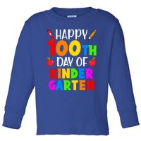 Happy 100th Day Of Kindergarten Teacher 100 Days Smarter Gift Toddler Long Sleeve Shirt