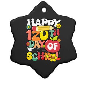 Happy 120th Day Of School Teacher Retro Groovy 120 Days Ceramic Star Ornament