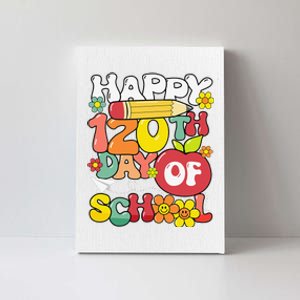 Happy 120th Day Of School Teacher Retro Groovy 120 Days Canvas