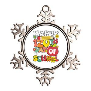 Happy 120th Day Of School Teacher Retro Groovy 120 Days Metallic Star Ornament