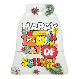 Happy 120th Day Of School Teacher Retro Groovy 120 Days Ceramic Bell Ornament