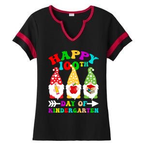 Happy 100th Day Of Kindergarten Gnome Teachers Students Meaningful Gift Ladies Halftime Notch Neck Tee