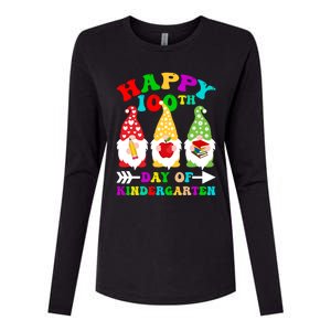 Happy 100th Day Of Kindergarten Gnome Teachers Students Meaningful Gift Womens Cotton Relaxed Long Sleeve T-Shirt