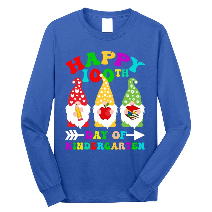 Happy 100th Day Of Kindergarten Gnome Teachers Students Meaningful Gift Long Sleeve Shirt