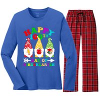 Happy 100th Day Of Kindergarten Gnome Teachers Students Meaningful Gift Women's Long Sleeve Flannel Pajama Set 