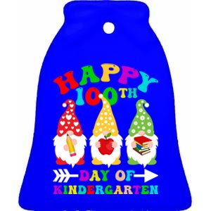 Happy 100th Day Of Kindergarten Gnome Teachers Students Meaningful Gift Ceramic Bell Ornament